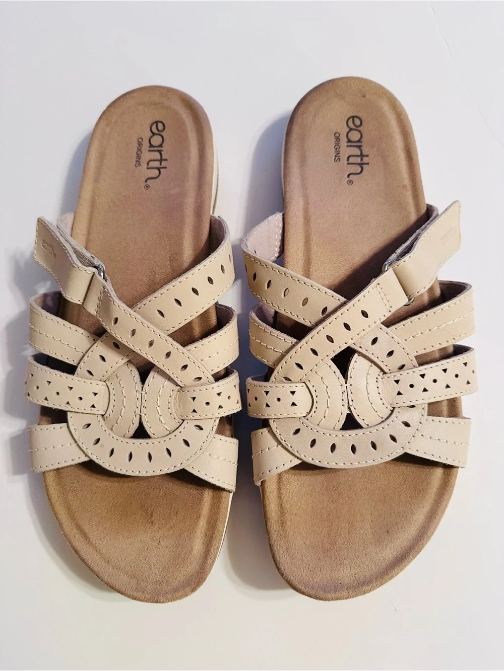 Earth Origins Women's 12M Tall Beige Slide Sandals
